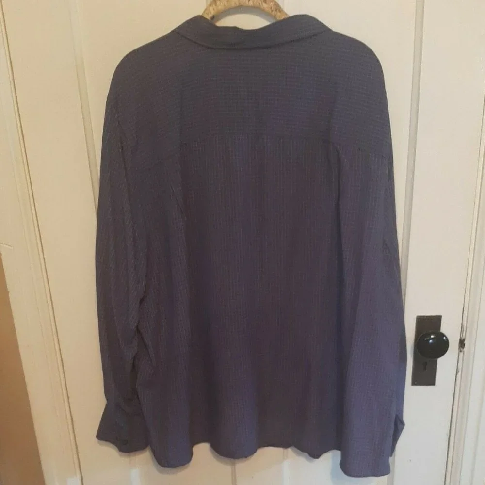 3X CJ Banks Women's Blue Plaid Long Sleeve Top Shirt Blouse